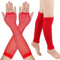 Fashion Red 3#/suit Acrylic Cutout Gloves And Foot Covers Set  Acrylic