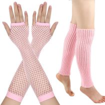 Fashion Pink 4#/suit Acrylic Cutout Gloves And Foot Covers Set  Acrylic