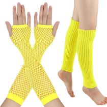 Fashion Fluorescent Yellow 8#/set Acrylic Cutout Gloves And Foot Covers Set  Acrylic