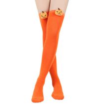 Fashion Pure Orange/pumpkin 6 Halloween Card Via Knee Socks  Polyester %28polyester%29