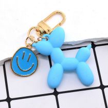 Fashion Blue Balloon Dog + Smiley Face Resin Smiley Balloon Dog Keychain  Plastic%2fresin