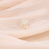 Fashion Pink Pearl Bear Stud Earrings Copper Geometric Pearl Bear Stud Earrings (single)