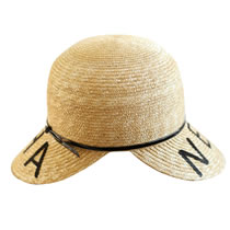 Fashion Double Brim - Alphabet Straw Dome Sun Hat