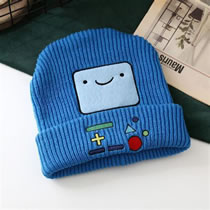 Fashion Blue /robot Beanie Cartoon Symbol Smiley Embroidered Beanie