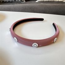 Fashion Pink Fabric Smiley Wide-brimmed Headband