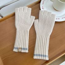 Fashion Apricot Polyester Label Knitted Half Finger Gloves