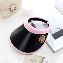 Fashion 5# Pink Polyester Hollow Top Sun Hat With Large Brim