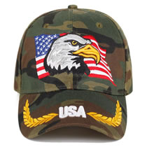 Fashion Camouflage Polyester Eagle Flag Embroidered Baseball Cap