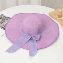 Fashion Taro Purple Straw Sun Hat With Wide Brim