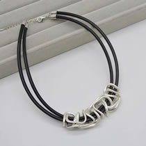 Fashion Silver Alloy Geometric Wrap Leather Necklace