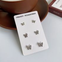 Fashion Set Of Butterfly Earrings Alloy Diamond Butterfly Stud Earring Set