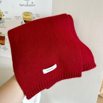 Fashion Christmas Red Polyester Label Knitted Scarf