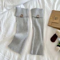 Fashion Grey Vertical Striped Patchwork Knitted Calf Socks