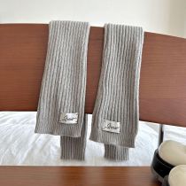 Fashion Grey Vertical Striped Knitted Patch Calf Socks