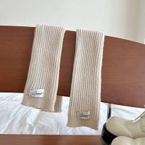 Fashion Khaki Vertical Striped Knitted Patch Calf Socks