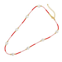 Fashion 2# Colorful Rice Beads Pearl Bead Necklace