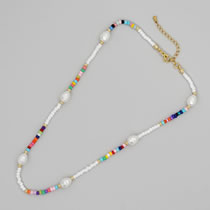 Fashion 2# Colorful Rice Beads Pearl Bead Necklace