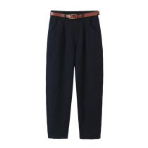 Fashion Black Belted Straight Trousers