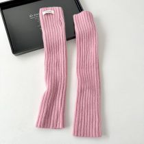 Fashion Pink Wool Knit Vertical Striped Patch Sleeves
