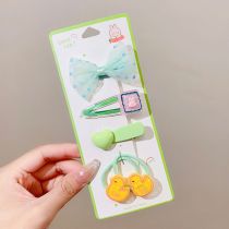 Fashion 4# Green Series (with Cardboard) Plastic Bow Duck Love Children's Hair Clip Set