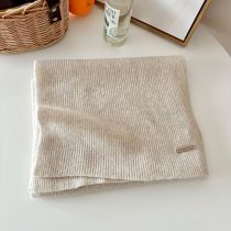 Fashion Apricot Wool Knit Patch Scarf