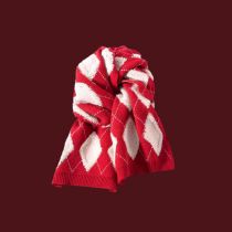 Fashion Three-dimensional Rhombus Red Imitation Cashmere Printed Knitted Scarf