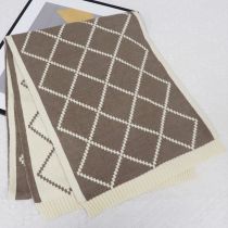 Fashion Khaki White Imitation Cashmere Knitted Rhombus Double-sided Scarf