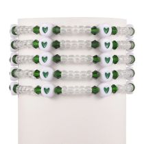 Fashion Green Crystal Heart Beads Bracelet Set