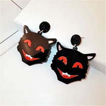Fashion Black Cat Acrylic Geometric Earrings