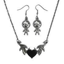 Fashion Silver Alloy Geometric Love Necklace Alien Earring Set