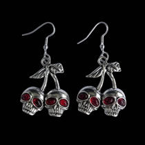 Fashion Red Alloy Skull Cherry Earrings
