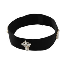 Fashion Black Fabric Diamond-embellished Geometric Headband