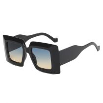 Fashion Green Above And Yellow Below Large Square Frame Sunglasses