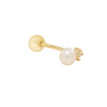 Fashion Golden Single Metal Diamond Pierced Pearl Stud Earrings (single)