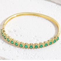 Fashion Green Zircon Copper Inlaid Round Zirconium Bracelet