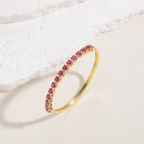 Fashion Rose Red Zircon Copper Inlaid Round Zirconium Bracelet