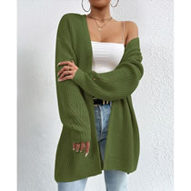 Fashion Green Knitted Cardigan Acrylic Knitted Sweater Cardigan