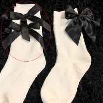 Fashion Small Bow [1 Pair] Cotton Bow Knit Mid-calf Socks