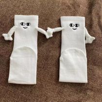 Fashion Smiley White Hand Garter Magnet Cotton Smiley Midriff Socks With Magnets
