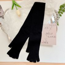 Fashion Black Extended Version Solid Color Knitted Sun Protection Sleeve Half Finger Gloves