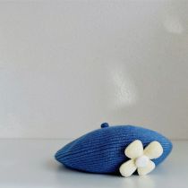 Fashion Blue Flower Knitted Children's Beret