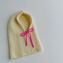 Fashion Beige Acrylic Wool Knitted Children's Hood And Integrated Scarf