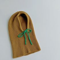 Fashion Camel Green Rope Acrylic Wool Knitted Children's Hood And Integrated Scarf
