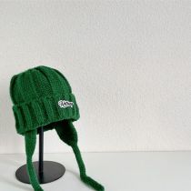 Fashion Green Letter Patch Knitted Children's Beanie