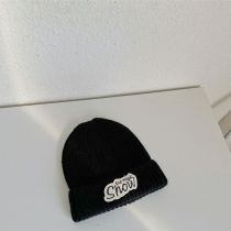 Fashion Black Letter Patch Knitted Children's Beanie