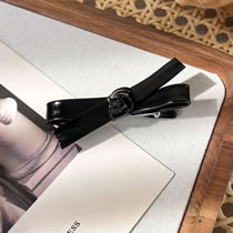 Fashion E Black Leather Bow Hairpin