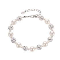 Fashion Silver Geometric Diamond Ball Pearl Bracelet