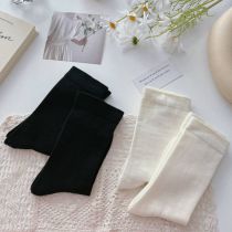 Fashion 1 Pair Of The Same Series In Black Cotton Boneless Knit Mid-calf Socks