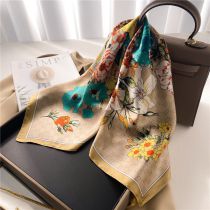 Fashion 40# Polyester Color Block Printed Square Scarf