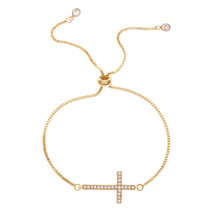 Fashion Gold Copper Diamond Cross Bracelet